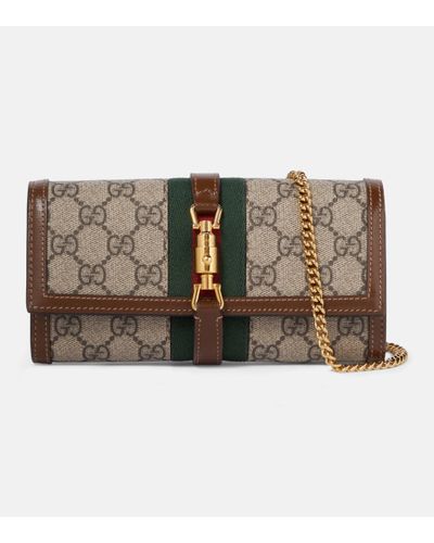 Gucci Portefeuille a chaine Jackie 1961 en toile GG Supreme - Marron