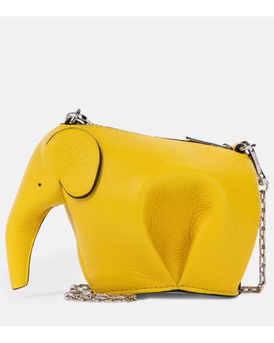 Loewe Elephant Nano Leather Pouch - Yellow