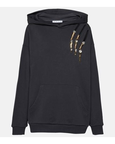 Area Claw Embellished Cutout Hoodie - Black