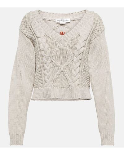 Victoria Beckham Cable-knit Cotton-blend Jumper - Natural