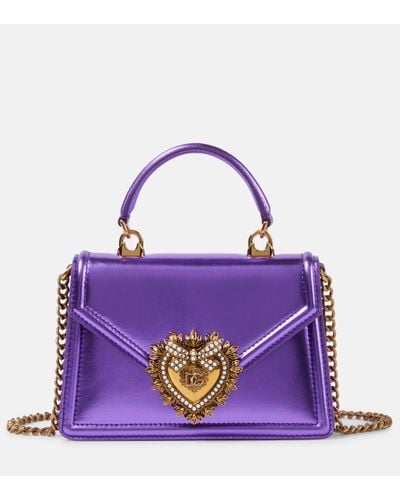 Dolce & Gabbana Sac Devotion Small en cuir metallise - Violet