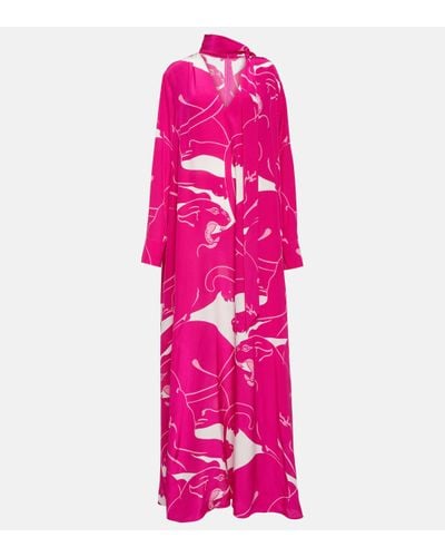 Valentino Combi-pantalon imprimee en crepe de soie - Rose