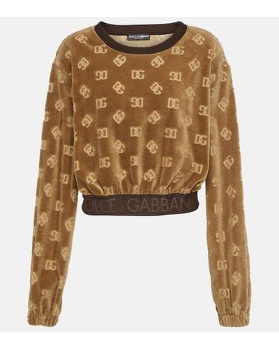 Dolce & Gabbana Cropped-Sweatshirt DG aus Chenille - Braun