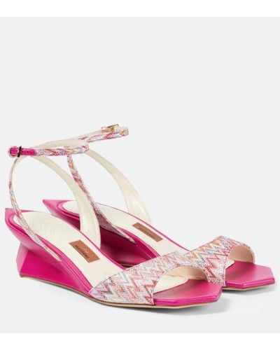 Missoni Zig Zag Wedge Sandals - Pink