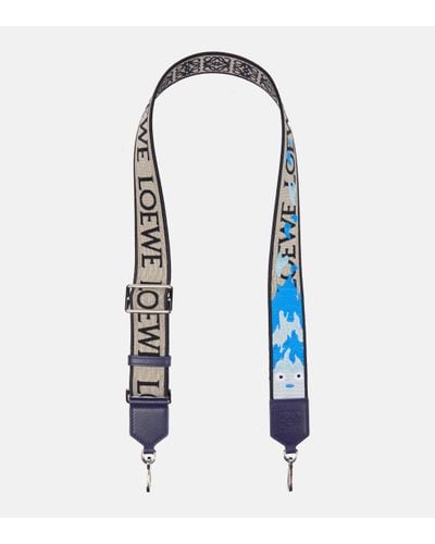 Loewe X Howl's Moving Castle Calcifer Jacquard And Leather Bag Strap - Blue