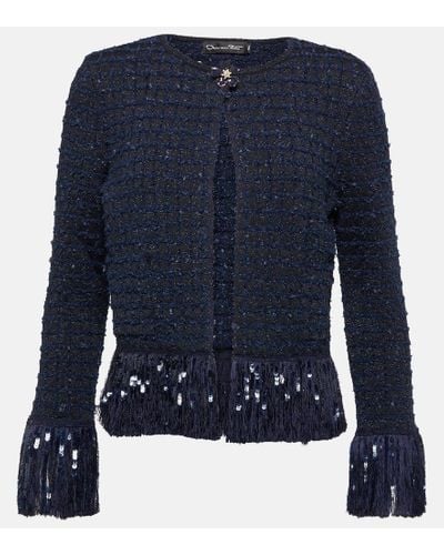 Oscar de la Renta Giacca in tweed di misto lana - Blu