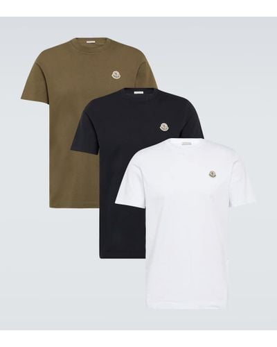 Moncler Set Of 3 Logo Cotton Jersey T-shirts - Multicolor
