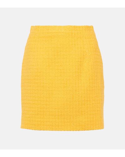 Alessandra Rich Checked Boucle Miniskirt - Yellow