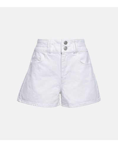 FRAME Triple-stitch High-rise Denim Shorts - White