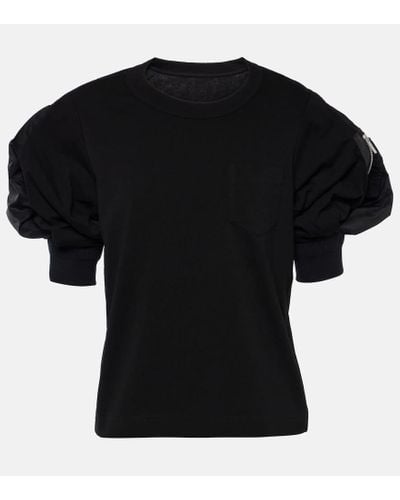 Sacai T-Shirt aus Baumwoll-Jersey - Schwarz