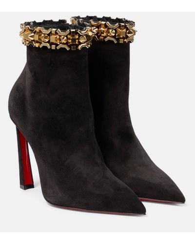Christian Louboutin Asteroispikes Embellished Suede Ankle Boots - Black