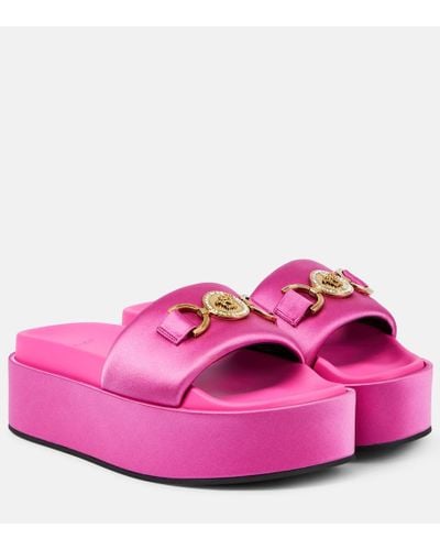 Versace Medusa Biggie Satin Platform Sandals - Pink