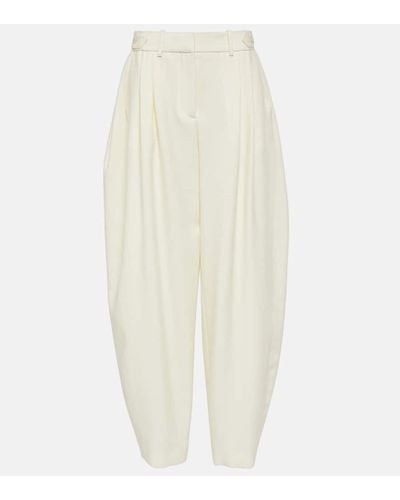Stella McCartney Pantalones de lana plisados - Blanco