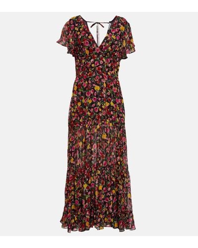 RIXO London Delicia Floral-print Metallic Fil Coupé Chiffon Maxi Dress - Multicolour