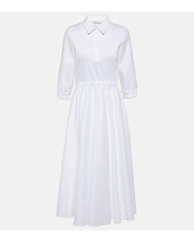 Max Mara Maggio Pleated Cotton Midi Dress - White