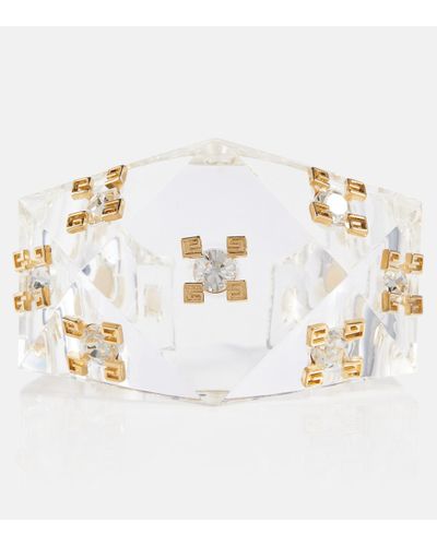 Givenchy 4g Plumetis Embellished Cuff Bracelet - Metallic