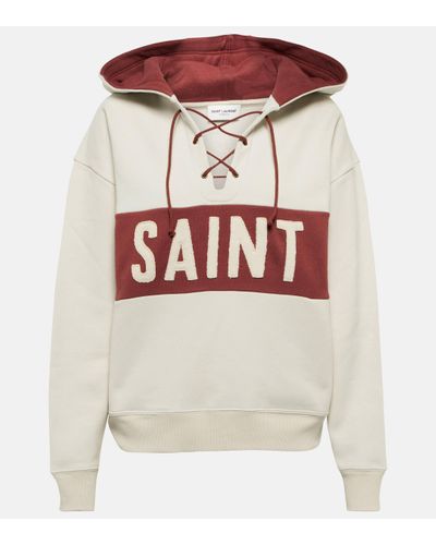 Saint Laurent Sweat-shirt a capuche brode en coton - Multicolore