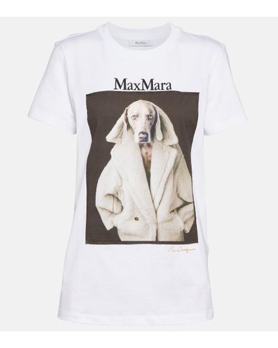 Max Mara Bedrucktes T-Shirt aus Baumwolle - Weiß