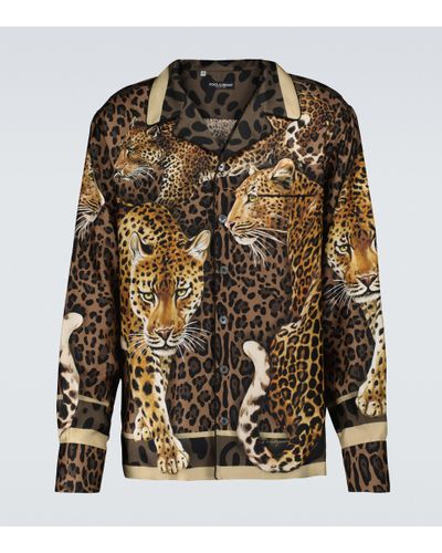 Dolce & Gabbana Leopard Printed Pajama Shirt - Brown