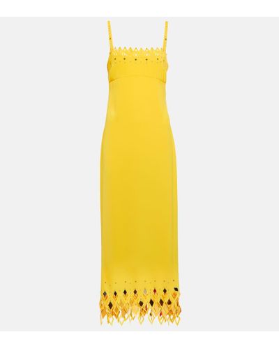 Rabanne Embellished Crepe Midi Dress - Yellow
