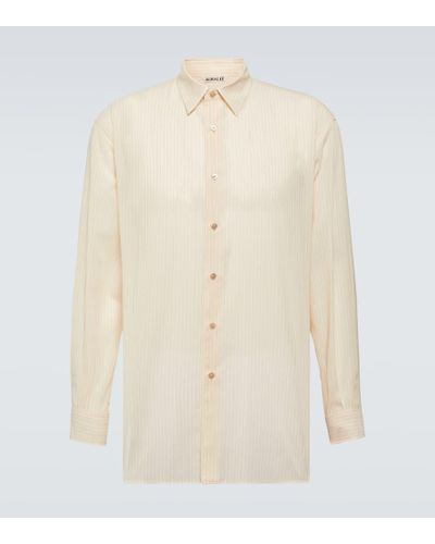 AURALEE Striped Cotton Organza Oxford Shirt - Natural