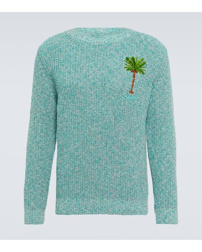 Alanui Pull Palm Tree en coton melange - Bleu