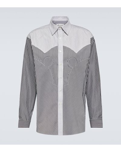 Maison Margiela Striped Cotton-blend Shirt - Grey