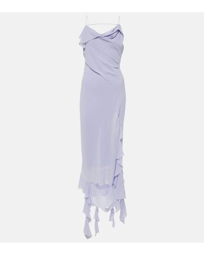 Acne Studios Ruffled Asymmetric Midi Dress - Purple