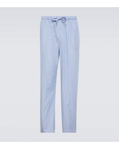 Derek Rose Striped Cotton Poplin Pajama Pants - Blue