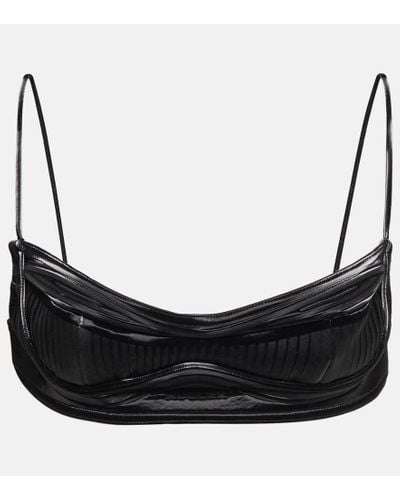 Mugler Bralette in latex stampato in rilievo - Nero