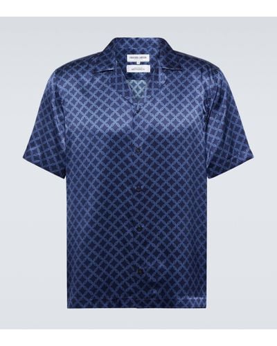 Frescobol Carioca Roberto Silk Bowling Shirt - Blue