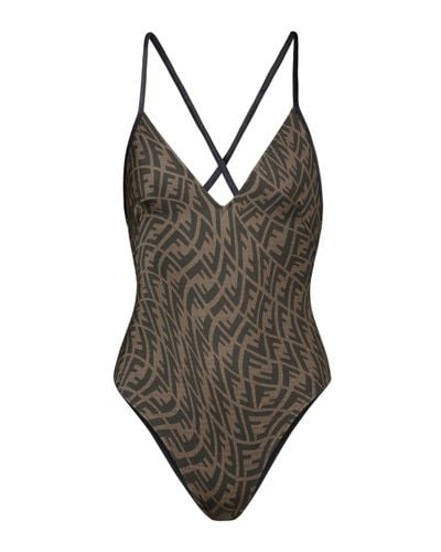 Fendi Ff Swimsuit - Brown