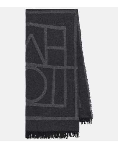 Totême Bufanda de lana y cachemir con logo - Negro