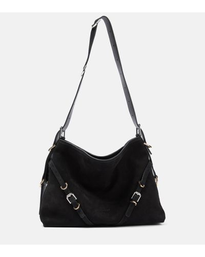 Givenchy Voyou Medium Suede Shoulder Bag - Black
