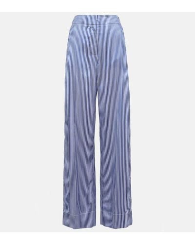 Burberry Pantalones anchos de seda a rayas - Azul