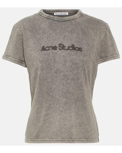 Acne Studios Logo Cotton Jersey T-shirt - Gray