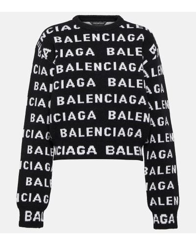 Balenciaga Pullover mit Intarsien-Logo - Schwarz