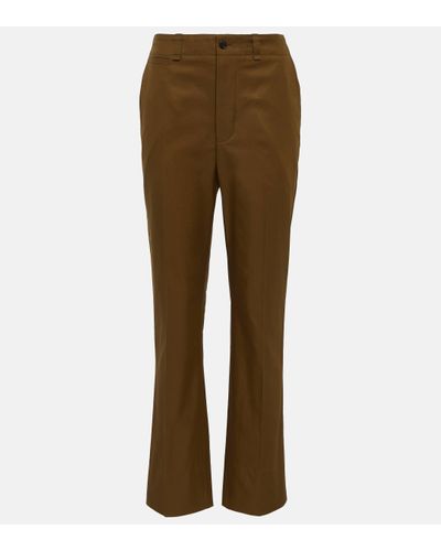 Saint Laurent Cotton Twill Flared Trousers - Brown