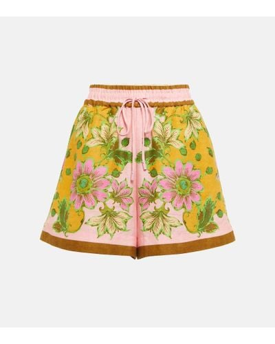 ALÉMAIS Shorts Winnie de lino floral - Amarillo