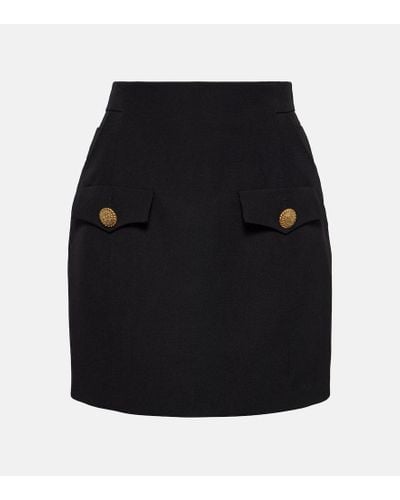 Balmain Minifalda de lana - Negro