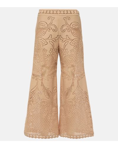 Valentino Guipure Lace Wide-leg Trousers - Natural