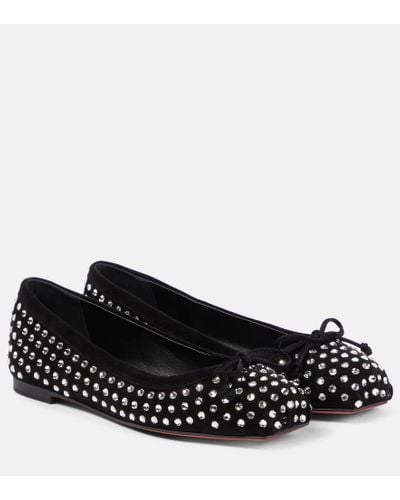 Christian Louboutin Verzierte Ballerinas Mamadrague aus Veloursleder - Schwarz