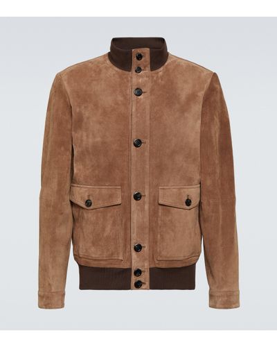 Tod's Suede Bomber Jacket - Brown