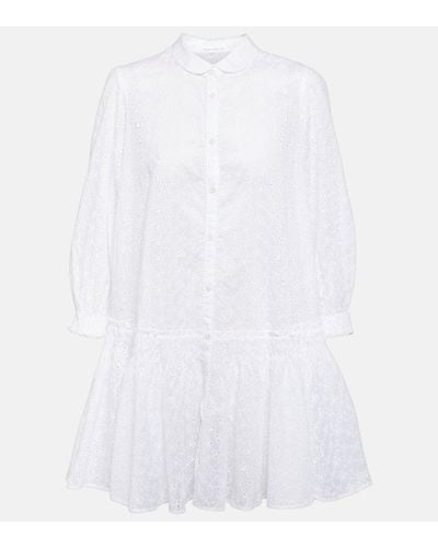 Poupette Tesorino Embroidered Cotton Shirt Dress - White