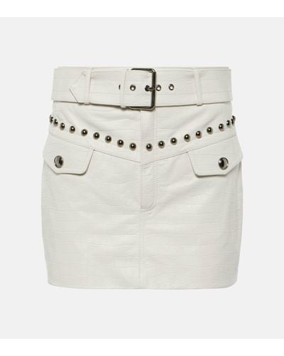 Alessandra Rich Croc-effect Leather Miniskirt - White