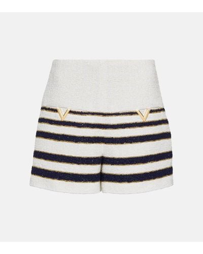 Valentino Shorts in tweed a righe - Bianco