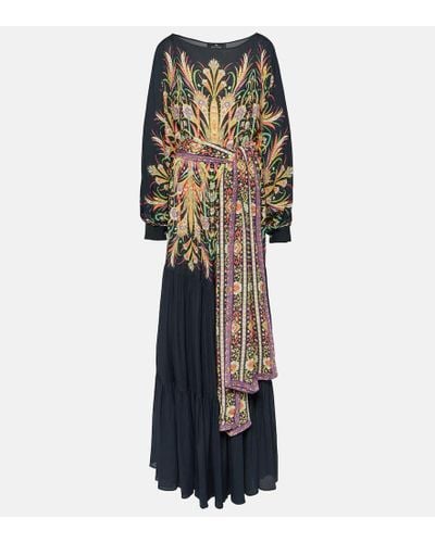 Etro Printed Tiered Gown - Black