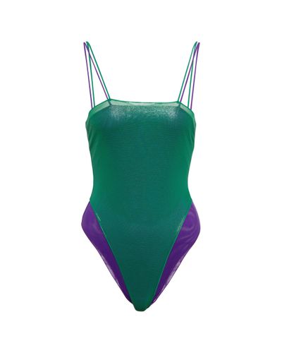 Oséree Oseree Lame One-piece Swimsuit - Green