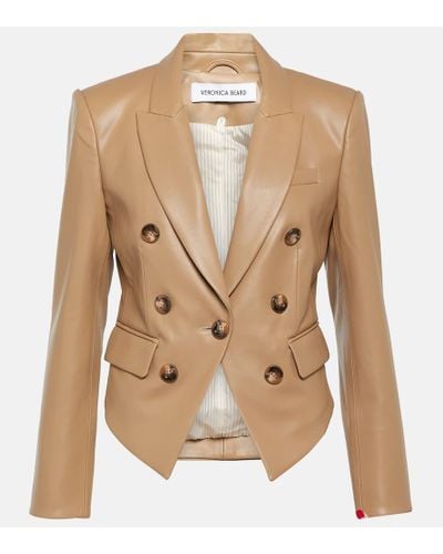 Veronica Beard Cooke Single-breasted Faux Leather Jacket - Natural