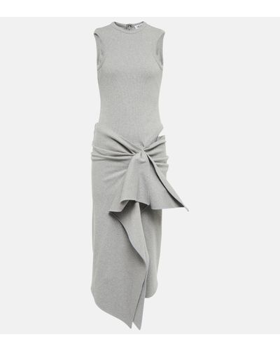 The Attico Mirna Asymmetrical Cutout Midi Dress - Grey
